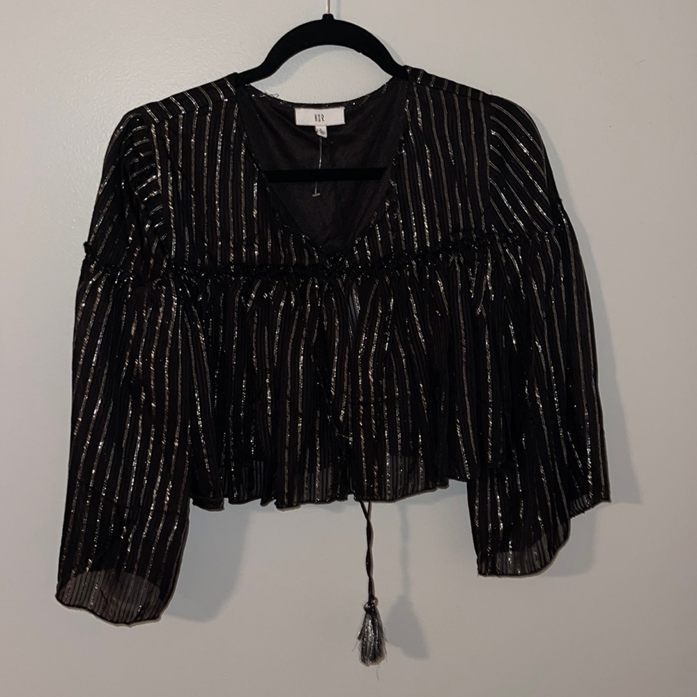 Black & silver overlay top